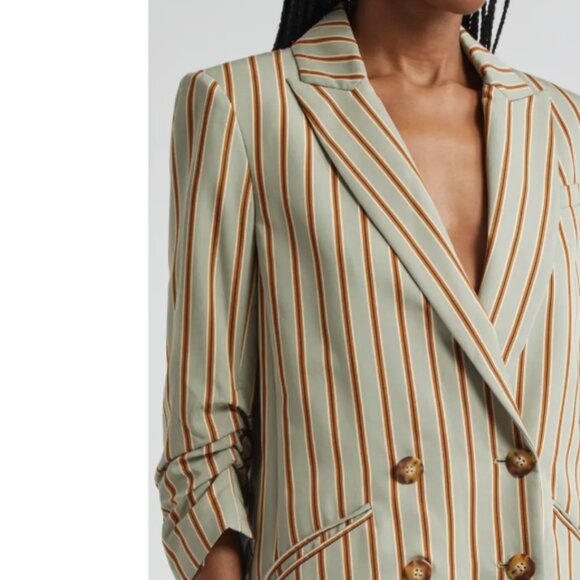 Veronica Beard 'Kiernan' Striped Double-Breasted Dickey Jacket, Seafoam Multi - Picture 4 of 5